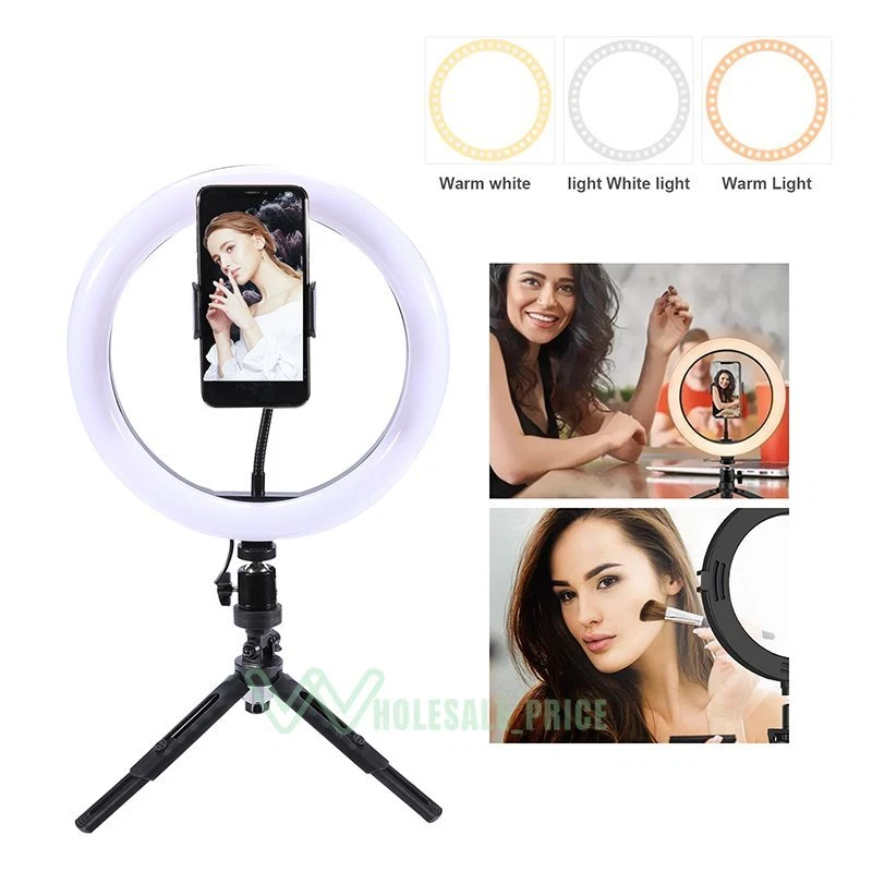 LED Selfie Ring Light Lampara de luz de fotografia USB con soporte para  teléfono