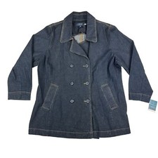 Izod Womens Size Xl Denim Jacket Double Button Cotton Nwt Msrp $79