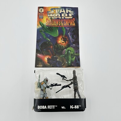 New Boba Fett vs IG-88 Star Wars Shadows of the Empire + Comic Book 1996 Toy