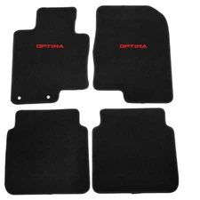 Fit For 11-15 Kia Optima Black Nylon Floor Mats Carpets w/ Red Emblems
