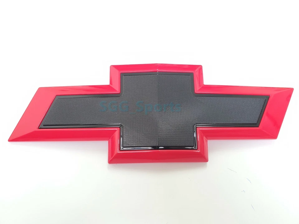 Chevrolet Silverado 1500 2019-2021 pajarita parrilla delantera emblema rojo brillante negro  Foto 3 de 4