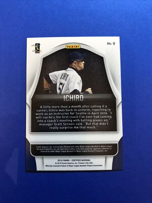 2019 Certified Chronicles Green Ichiro #9 Mariners NM | eBay