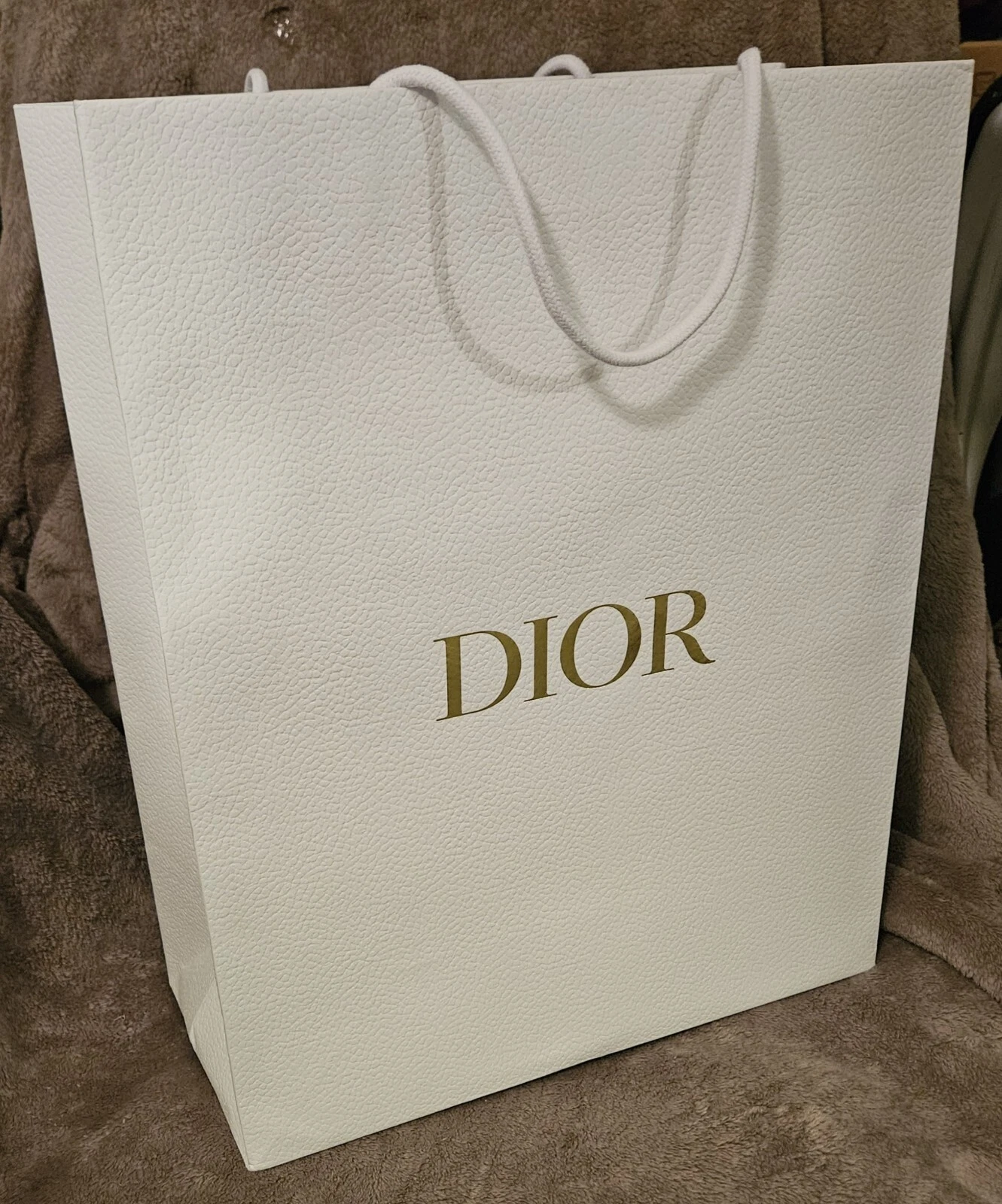Sac cadeau de luxe XXL Dior authentique galets blancs 17 x 14 x 6,5 or designer