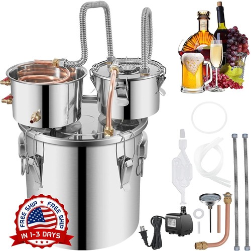 Destilador de alcohol de acero inoxidable de 5 galones, 19 L tubo de cobre.neuvo