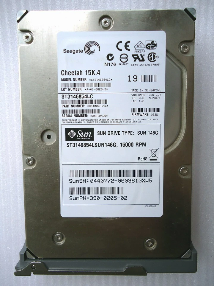 SUN Seagate ST3146854LC 390-0205-02 540-6607 hard disk 146GB 15K 80PIN SCSI - Image 2 of 3