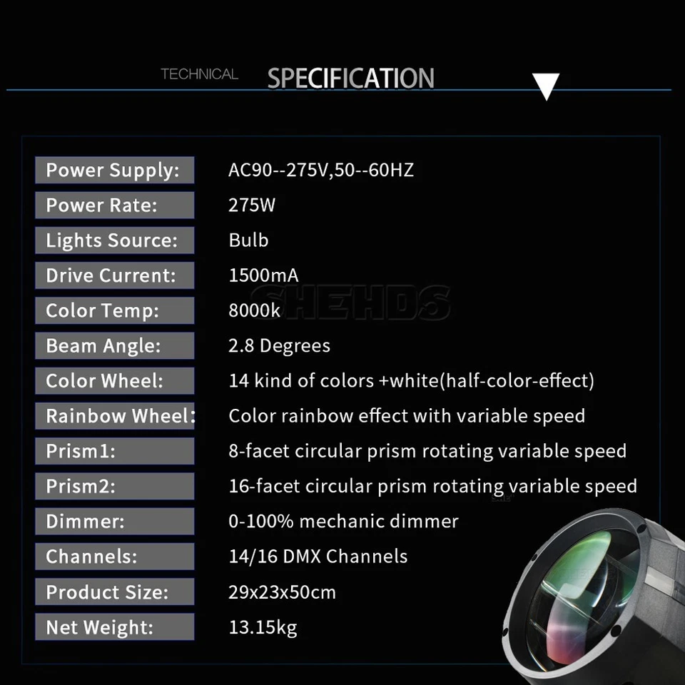 10R 275W Beam Gobo Moving Head Light Stage Lighting DMX512 For DJ Disco ( Bulb) - Image 3 of 4