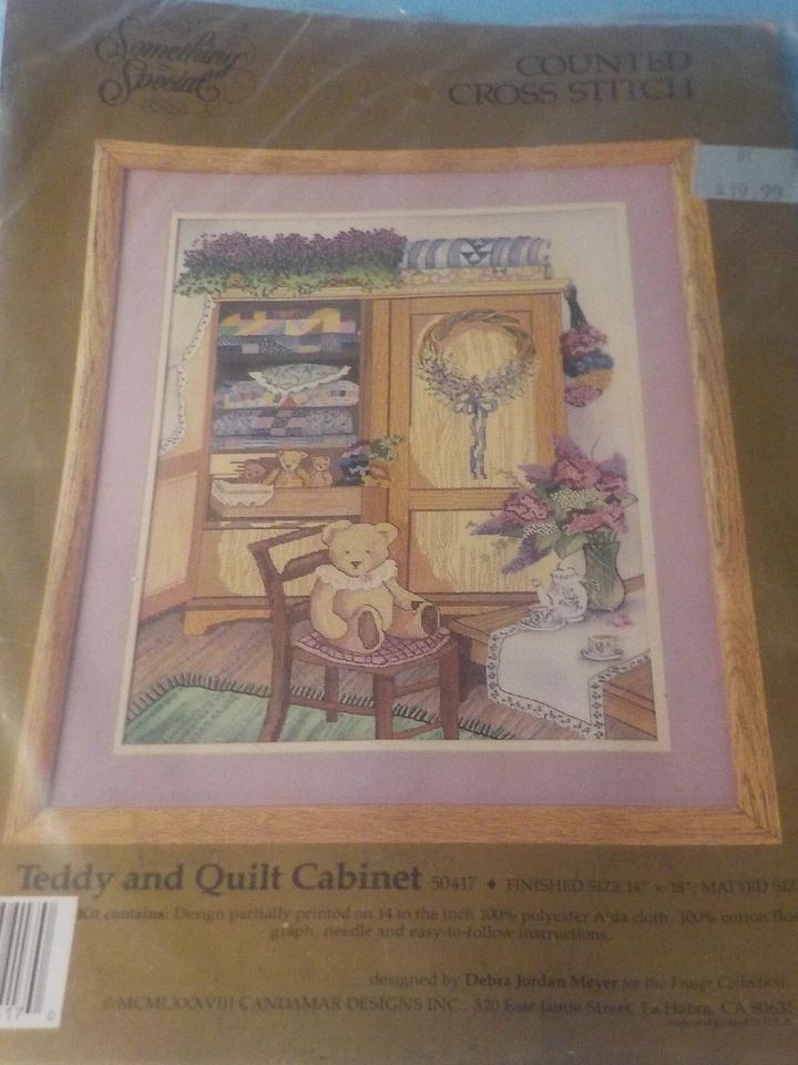 "Что-то особенное, винтажный 1988 ""Teddy Quilt Cabinet"" вышивка крестиком." 14 x 18 дюймов новый в упаковке - Изображение 2 из 4
