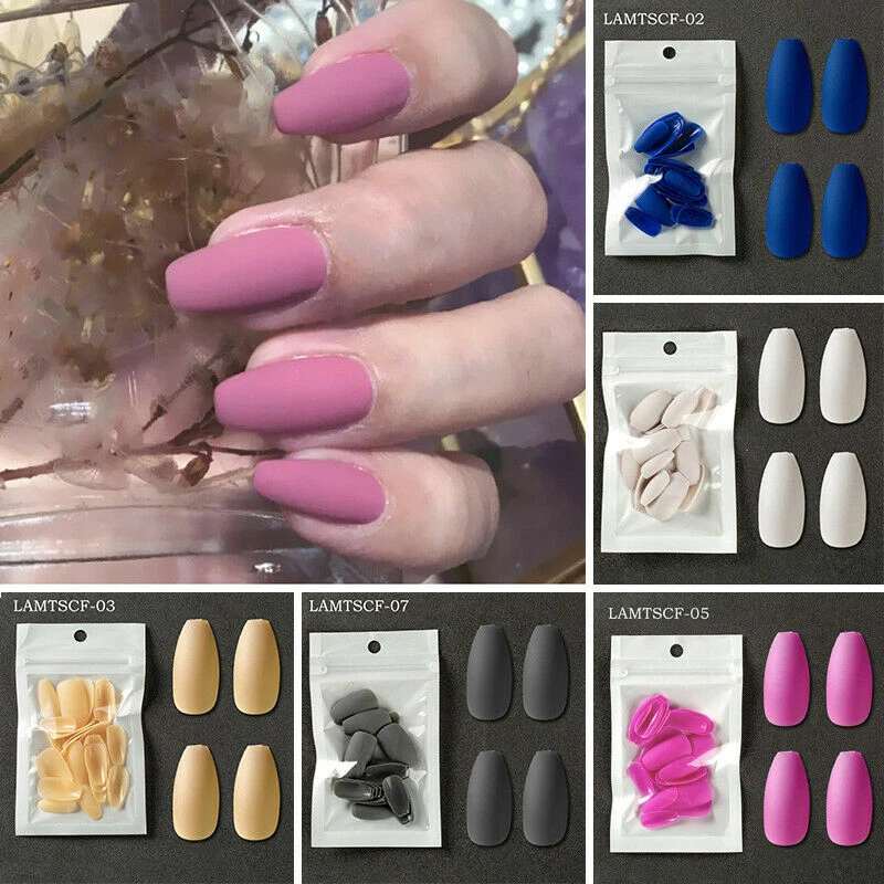 24pcs UV Gel Maniküre Matt Volle Abdeckung Ballerina Sarg Falsche Nagel Tips / - Bild 2 von 4