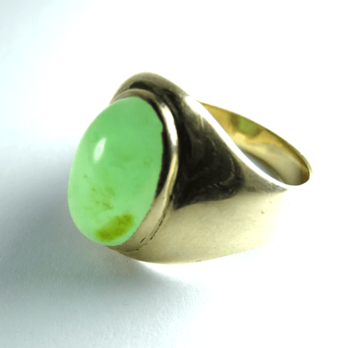 eleganter alter Gold Ring Jadeite Jade Jadering Goldring Goldschmied Punze 1950 - Bild 4 von 6