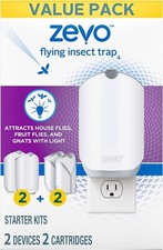Zevo Flying Insect Trap, Fly Trap, Fruit Fly Trap 2 Plug-in Bases 2 Refill