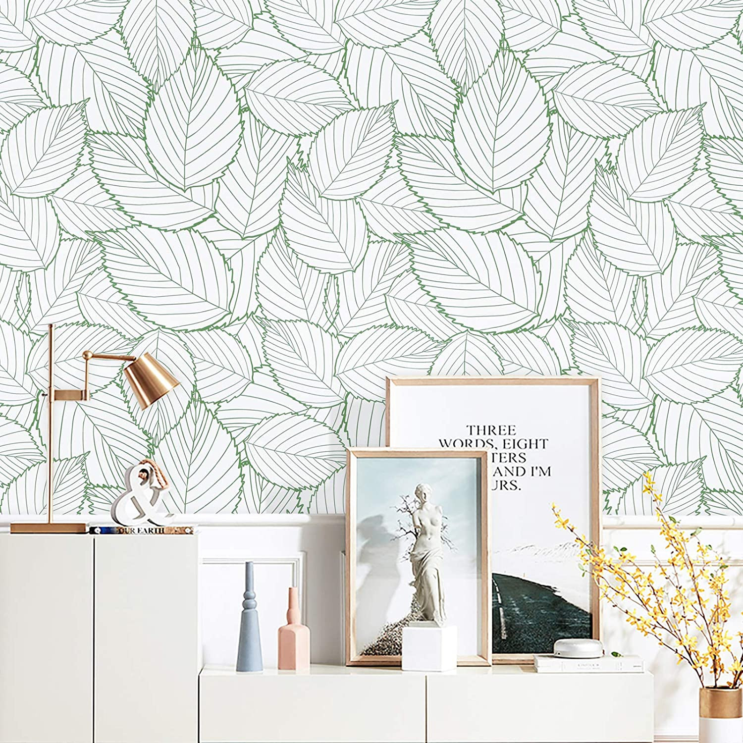 Peel and Stick Wallpaper Leaf Wallpaper Removable Leaf Contact Paper Green Leaf