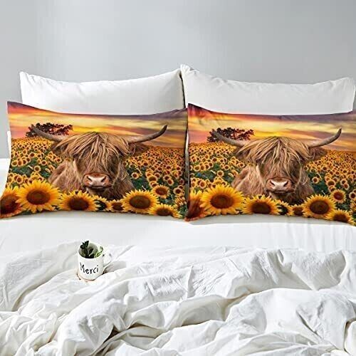 Highland Kuh Bettwäsche Set Kinder Sonnenblume Rinder Bettdecke voll - Bild 19 von 22