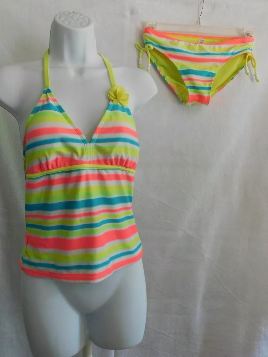 Justice Plus Size Girls Two Piece Swim Suit Size 14 1/2 plus