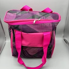 Large Geometric Pink Insulated Cooler Picnic Full Day Softside Bag Light Weight
