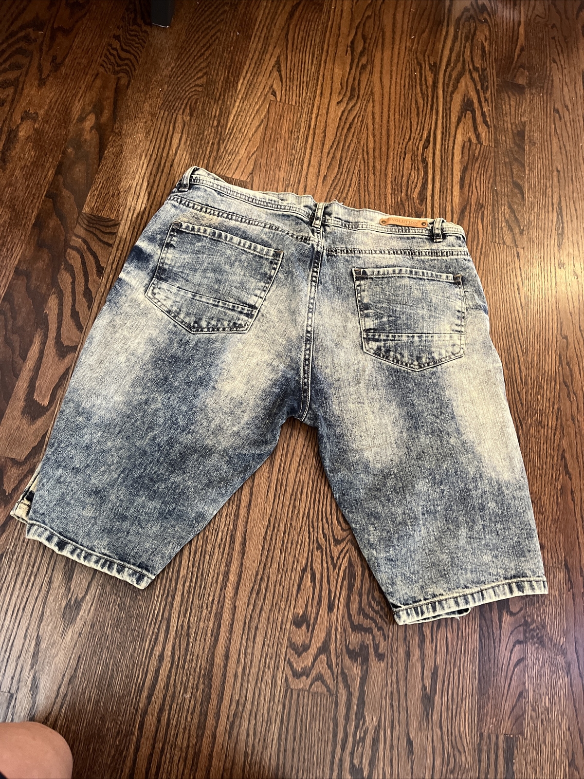 Evolution In Design - Mens Size 40 Jean Shorts Blue Denim Distressed Acid Washed - View 7