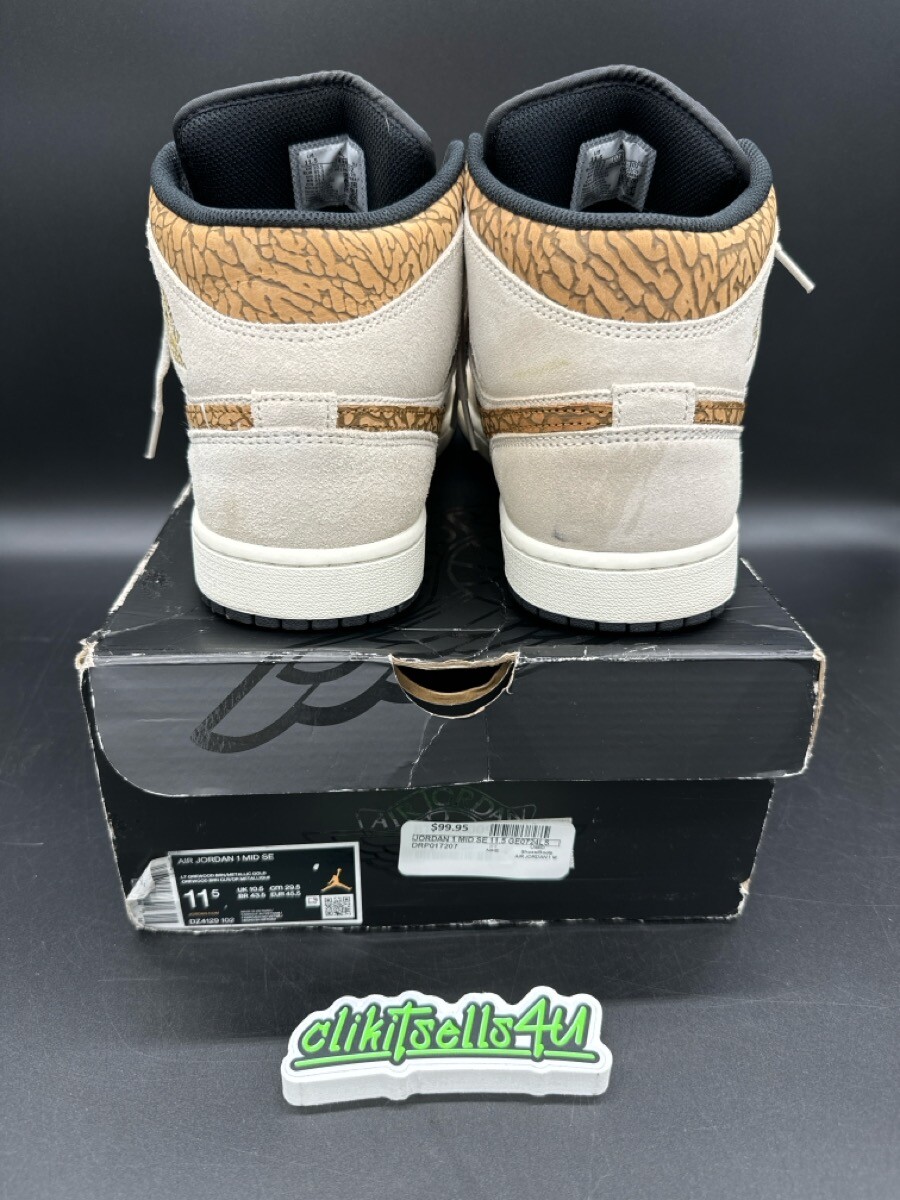 NIKE AIR JORDAN 1 MID BRWN ELEPHNT SZ11.5 DZ4129-102 PREOWN