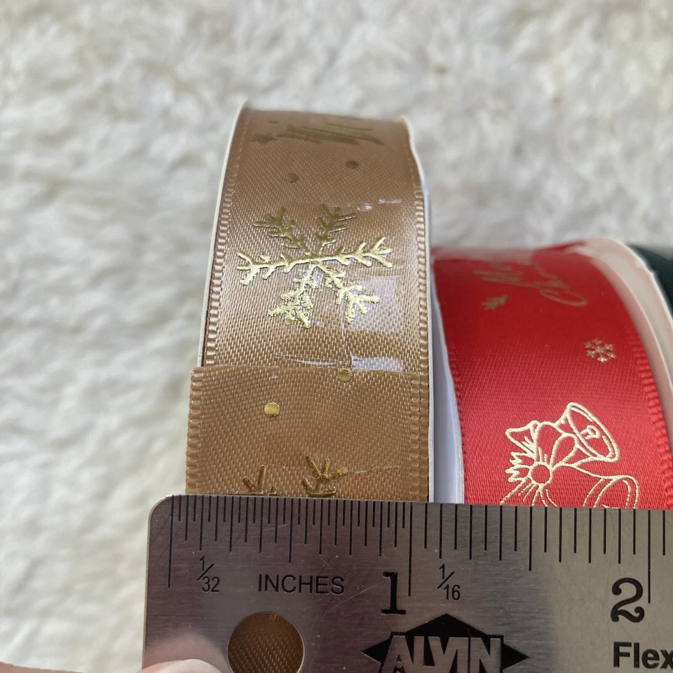 Christmas Ribbon Lot Of 3 Pieces/ Each 1-inch Width 22-yards Length - Image 3 of 4