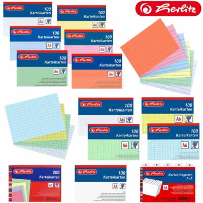 Herlitz Karteikarte/Register A6 liniert/kariert/blanko/recycelt Lernkarteikarten