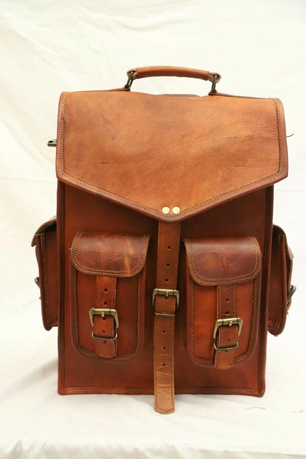 Bag Leather Backpack Men Satchel Shoulder Travel Laptop School Rucksack Vintage