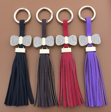 Damen Taschenanhänger Leder Quaste Strass Kristall Anhänger Schlüsselanhänger