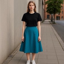 Talbots 100 Irish Linen Midi Maxi Flare Skirt Womens 6 Bright Turquoise Preppy