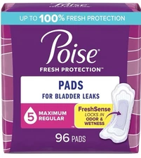 96 Count Poise Incontinence Pads & Postpartum Incontinence Pads, 5 Drop Maximum