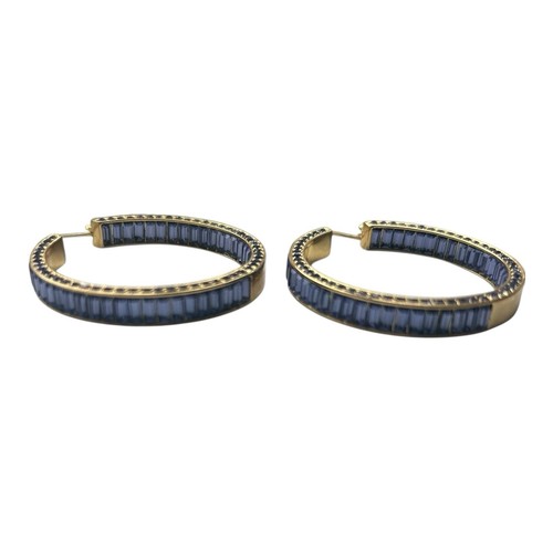 Hoop Earrings by: AKKAD CHINA GOLD tone With Purple Stones - Picture 6 of 9