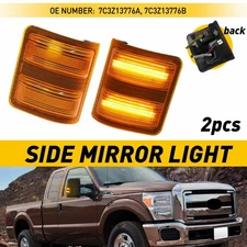 For Ford F250 F350 F450 F550 Amber Lens Full LED Side Mirror Marker Signal Light