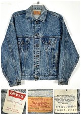Vintage Levi's Acid Wash 70507 0219 Men Size Large Denim Jean Trucker Jacket USA