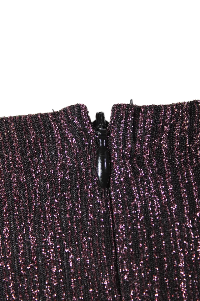 Vestido Adelyn Rae Para Mujer Cuello en V Mangas Largas Acanalado Negro Rosa Metálico Talla Pequeña Foto 4 de 4