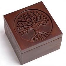 Hand-Carved Tree of Life Wooden Jewelry Box   KAT- KL Tree Of Life Keepsake Box