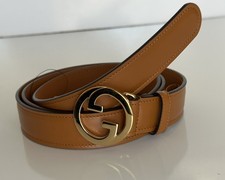 Gucci Interlocking Gold G Buckle Leather Belt Blondie Cognac 115/46 690557 NWT