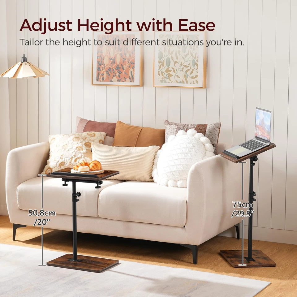 MAHANCRIS Mesa Bandeja TV, Sofá Apoyabrazos Bandeja Mesa para Sofá, Altura Giratoria 360°... Foto 3 de 4