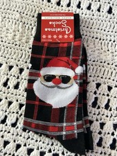 NWT Christmas Socks By Gold Medal   Shoe Size 6-12   Plaid   Santa