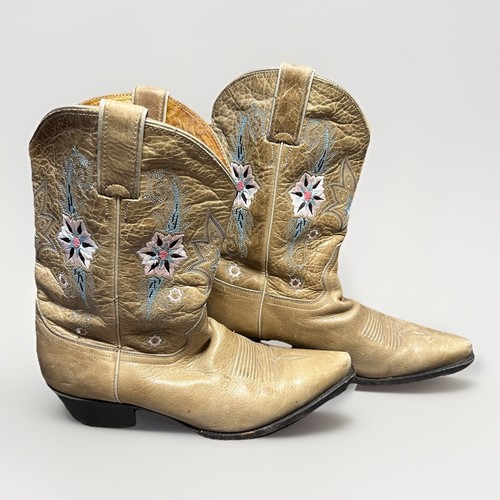 Botas de Vaquero Sonora Doble H Floral Bordadas Western Cuero Tostado Talla 10M