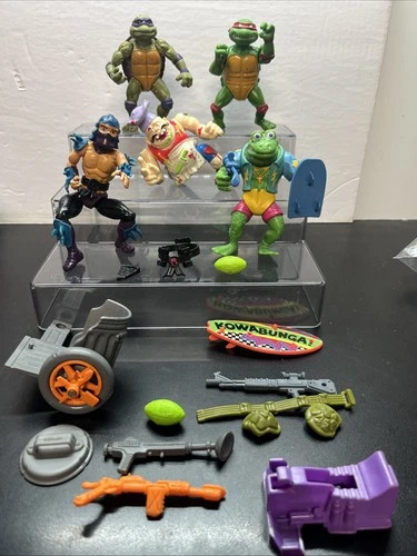 Vintage TMNT Teenage Mutant Ninja Turtles Action figure Lot w/ Acc & Weapons W17