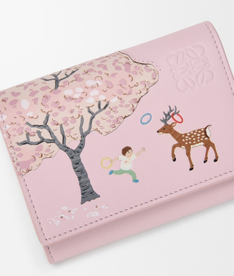 LOEWE x Suna Fujita Deer Motif Trifold Wallet Blossom Nappa