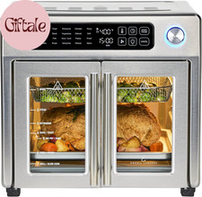Extra Large French Door Air Fryer Toaster Oven Combo, 24 Cooking Functions and D