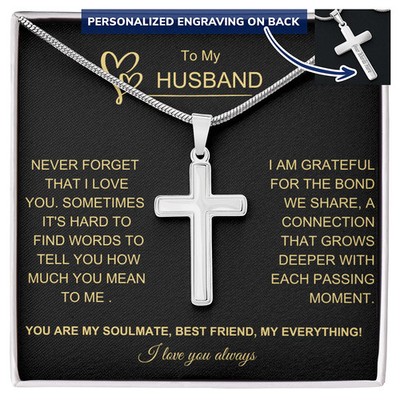 Husband Cross Necklace, Anniversary Gift for Husband