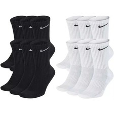 Nike Everyday Plus Dri-FIT Crew Socks 6 Pairs Cushioned Black White M L