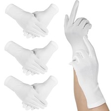 4 Pairs Satin Gloves for Women Short Wrist Length Opera Gloves for White