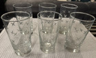 Set Of 6 Mid Century Modern Libbey Starburst Etched Glasses  / Tumblers Atomic — photo 1