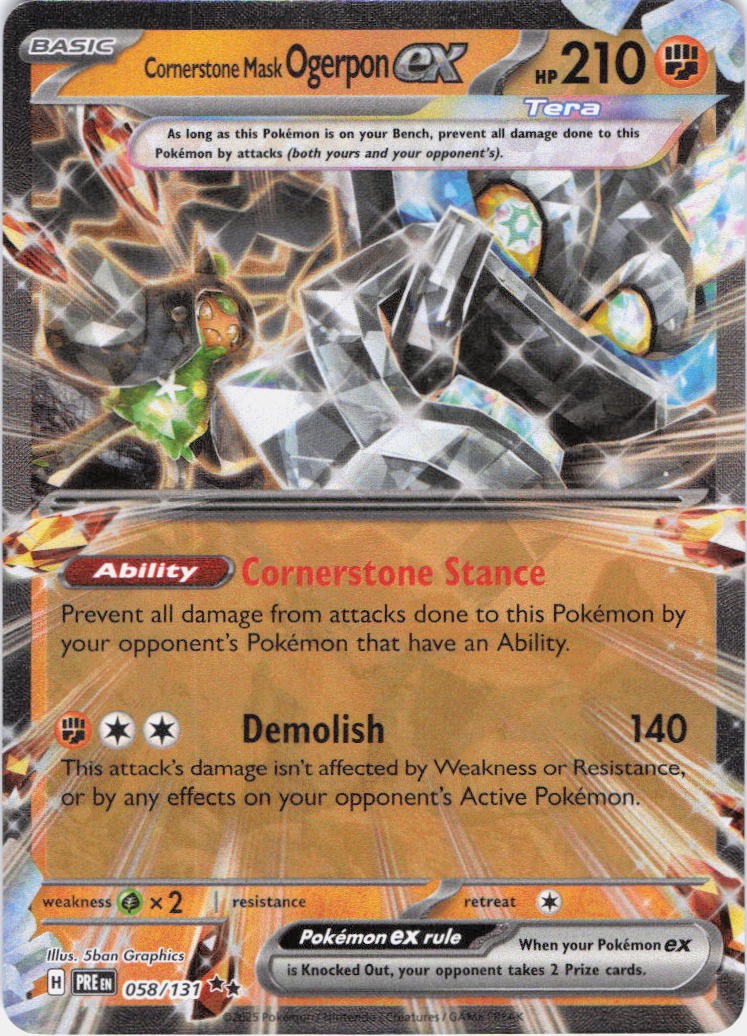 Cornerstone Mask Ogerpon ex Prismatic Evolutions 058/131 Holo Pokemon TCG NM