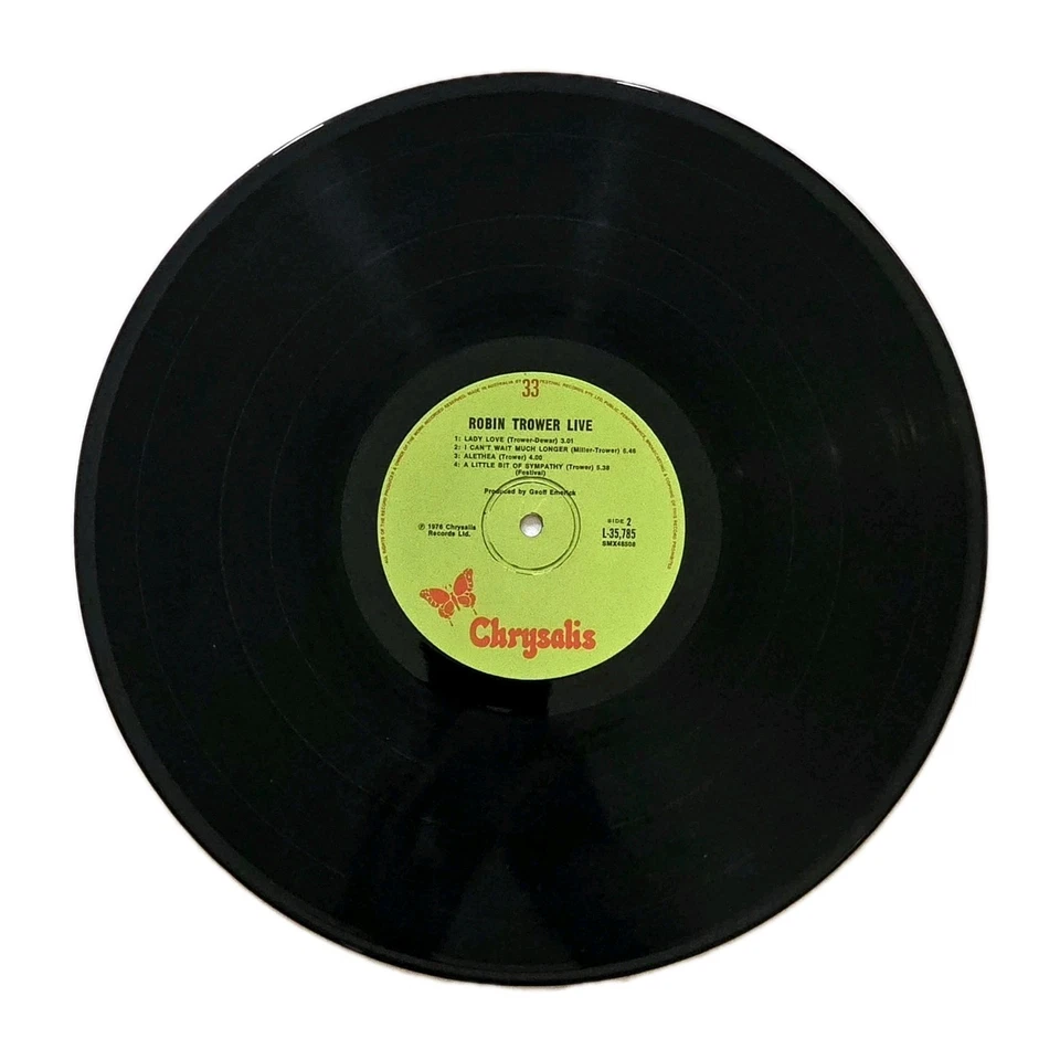 ROBIN TROWER "Live!" RARE 1975 1st AUSSIE PRESS 'GREEN CHRYSALIS' 12" VINYL LP - Image 4 of 4