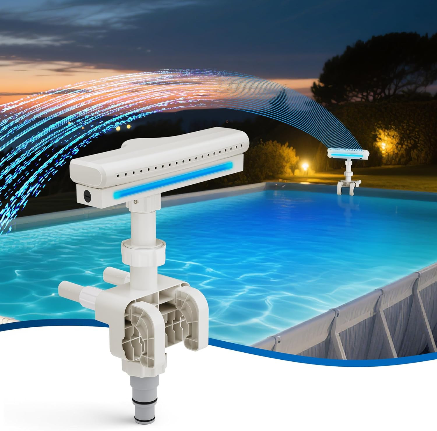 Fuente de piscina para piscinas sobre el suelo, fuente rociadora de piscina con luces actualización