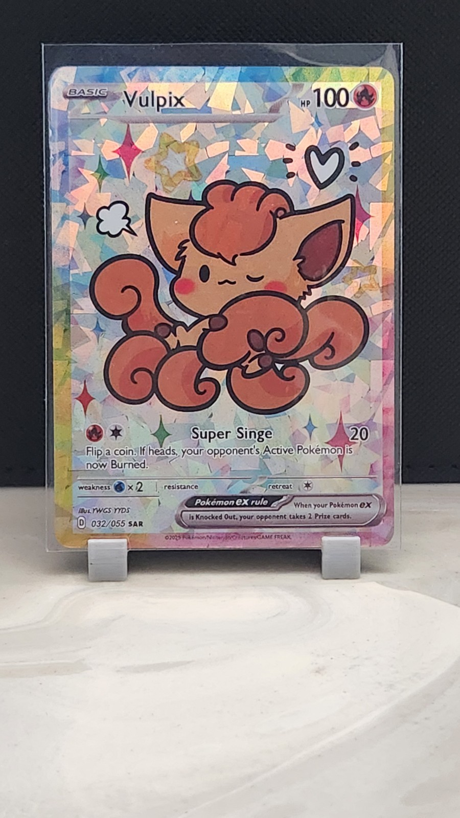 Pokemon Cracked Ice Holo Rainbow Boarder Cute Anime Vulpix Card