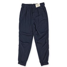 H M Twill Jogger Pants Kids Size 7 Cotton Navy Blue Elastic Waist NWT