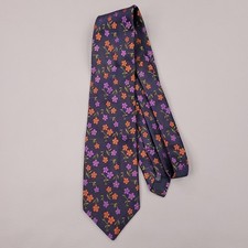 Altea Milano Tie Mens Navy Purple Orange Floral 100 Silk Hand Made in Italy