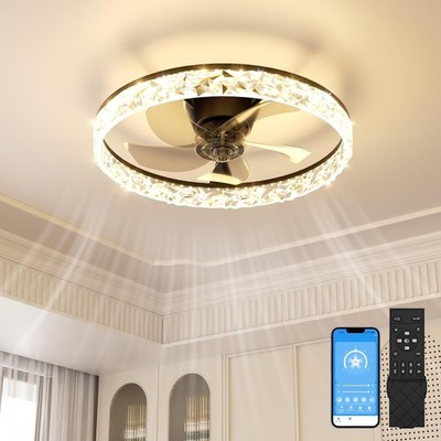 SUNKENET Deckenventilatoren mit Beleuchtung und Fernbedienung, 50cm LED Ventilator Deckenleuchte, 3000K