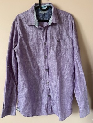 Ted Baker Men s Shirt Linen Cotton Lillac Size 4